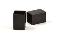 Black Square Tubes, 6 Huge Oxidized Brass Square Tubes  (14x20mm) Bs 1521