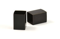 Black Square Tubes, 6 Huge Oxidized Brass Square Tubes  (14x20mm) Bs 1521 S075