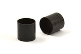 Black Tube Beads - 6 Oxidized Brass Tubes (15x15mm) Bs 1503