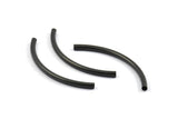 Black Noodle Tubes, 10 Oxidized Brass Black Curved Tube Findings (55x3mm) Brc259 S248