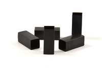 Black Square Tubes, 12 Oxidized Brass Square Tubes (8x20mm) Bs 1577 S067