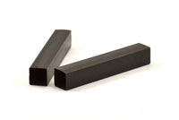 Black Square Tubes, 10 Oxidized Brass Square Tubes (8x50mm) Bs 1581 S061