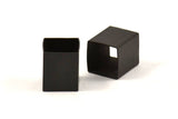 Black Square Tubes, 12 Oxidized Brass Square Tubes (10x12mm) Bs 1506 S066