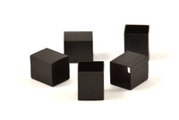 Black Square Tubes, 12 Oxidized Brass Square Tubes (10x12mm) Bs 1506 S066