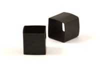 Black Square Tubes, 6 Oxidized Brass Huge Square Tubes (12x12mm) Bs 1515 S107