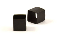 Black Square Tubes, 12 Oxidized Brass Huge Square Tubes (12x12mm) Bs 1515 S107