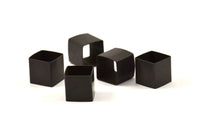 Black Square Tubes, 12 Oxidized Brass Huge Square Tubes (12x12mm) Bs 1515 S107