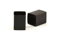 Black Square Tubes, 6 Oxidized Brass Square Tubes (12x16mm) Bs 1516