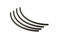 Black Textured Curved Tubes, 12 Black Oxidized Brass Curved Tubes (3x100mm) Bs 1418