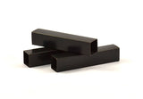 Black Square Tubes, 3 Oxidized Brass Square Tubes (10x50mm) Bs 1511 S063