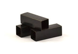 Black Square Tubes, 6 Oxidized Brass Square Tubes (10x30mm) Bs 1509 S062