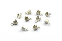 Silver Crimp Ends, 125 Nickel Free Plated Rhinestone Chain Connectors, Crimp Ends For 3.10/3.20mm Chain, S417 H0258