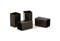 Black Square Tubes, 6 Oxidized Brass Square Tubes (12x20mm) Bs 1517 S078