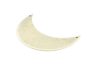 Antique Silver Crescent Pendant, 2 Antique Silver Plated Crescent Moon Pendant with 2 Holes (55x20x0.60mm) H0172