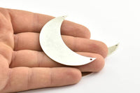 Antique Silver Crescent Pendant, 2 Antique Silver Plated Crescent Moon Pendant with 2 Holes (55x20x0.60mm) H0172