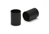 Black Round Tubes, 12 Oxidized Brass Tube Beads (12x16mm) Bs 1472 S081