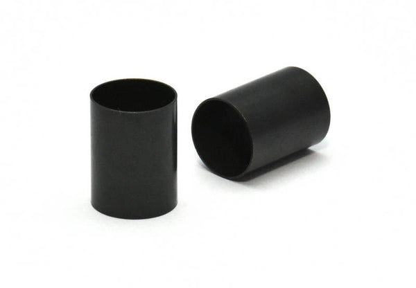 Black Round Tubes, 12 Oxidized Brass Tube Beads (12x16mm) Bs 1472