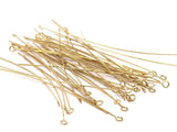 Long Eye Pin, 100 Raw Brass Eye Pin, Findings (80x0.70mm) Bs 1159