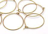 Brass Earring Finding, 50 Raw Brass Ear Hoops (25mm) Bs-1228