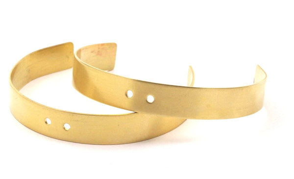 10mm Brass Cuff - 2 Raw Brass Cuff Bracelet Blank Bangle 2 Holes (10mm) Brc050