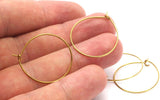 Brass Earring Finding, 50 Raw Brass Ear Hoops (25mm) Bs-1228