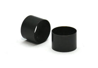 Black Tube Beads - 6 Oxidized Brass Tubes (14x10mm) Bs 1483 S082