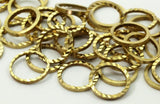 Brass Circle Charm, 50 Raw Brass Textured Circle Ring Findings (10mm) A0569