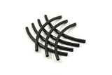 Black Textured Curved Tube Beads, 6 Black Oxidized Brass Curved Tube Beads (4x40mm) Bs 1423 S056