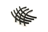 Black Textured Curved Tube Beads, 12 Black Oxidized Brass Curved Tube Beads (4x40mm) Bs 1423 S056