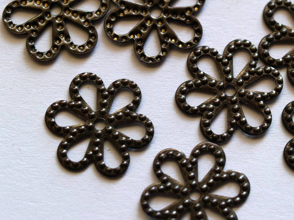 Antique Brass Flower, 250 Antique Brass Filigree Flower Connectors, Charms (12mm) K160