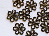 Antique Brass Flower, 250 Antique Brass Filigree Flower Connectors, Charms (12mm) K160