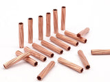 Copper Tube Beads - 12 Raw Copper Star Tube Beads (6x30mm) D0481