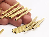 Geometric Spacer Bead, 10 Raw Brass Square Tubes (3x50mm) Bs 1613