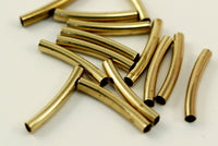 Brass Curved Tube - 50 Raw Brass Curved Tube Findings (19x3mm) Brs 494 A0719