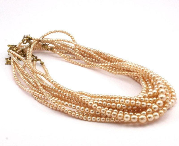 Vintage Glass Pearl Beads, 4 To 10mm 17 Inch. 1 Strand M04 T003