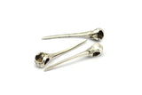 Bird Skull Charm, 2 Antique Silver Plated Brass Bird Skull Pendants, (52x10mm) N0494 H0147