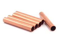 Copper Tube Beads - 5 Raw Copper Tube Beads (60x10mm) Hole Size 9mm Brc274--d0482