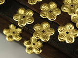 Flower Spacing Bead, 100 Raw Brass Flower Middle Hole Charms, Spacer Bead, Pendant,findings (15mm) Brs 434 A0239