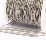 Silver Tone Chain, 5 Meters 16.5 Feet (1.5mm) Silver Tone Brass Faceted Ball Chain - W71