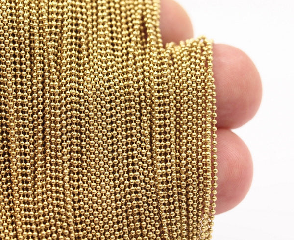 Tiny Ball Chain, 50 M (1mm) Raw Brass Ball Chain - Brs4-4 ( Z017 )