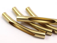 Brass Tube Beads, 20 Raw Brass Curved Tube Findings (50x7mm) A0727