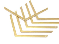 12 Raw Brass Chevrons , 2 Holes 70x3x0.80mm) A0930 N0639