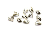 Silver Chain Ends, 10 Antique Silver Plated Brass End Caps For Soldering To Snake Chain Ends (b0059)