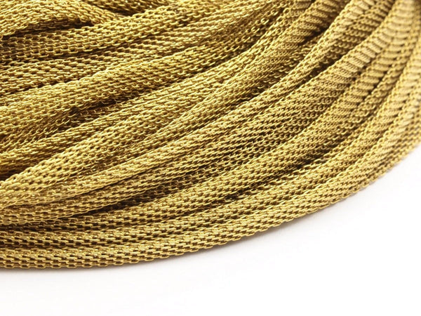 Knitted Brass Chain, 5m (4x1.9mm) Raw Brass Mesh Chain ( Z073 )