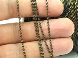 Curb Chain, Black Chain, 2m (1.5mm) Black Antique Brass Faceted Soldered Curb Chain - Ys009 ( Z046 )