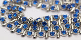 20 Cm Vintage 4.3 Mm Sapphire Crystal Rhinestone Chain With Silver Frame - Made In Austria Au18 Z157