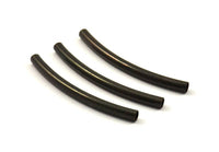 Black Textured Curved Tube Beads, 12 Black Oxidized Brass Curved Tubes (3x40 Mm) Bs 1414 S104