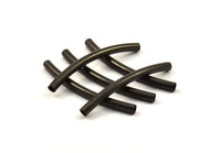 Black Textured Curved Tube Beads, 12 Black Oxidized Brass Curved Tubes (3x40 Mm) Bs 1414 S104