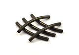 Black Textured Curved Tube Beads, 12 Black Oxidized Brass Curved Tubes (3x40 Mm) Bs 1414 S104