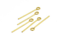 35mm Eye Pin, 25 Raw Brass Eye Pins, Findings (35x1.2mm) BS 2252